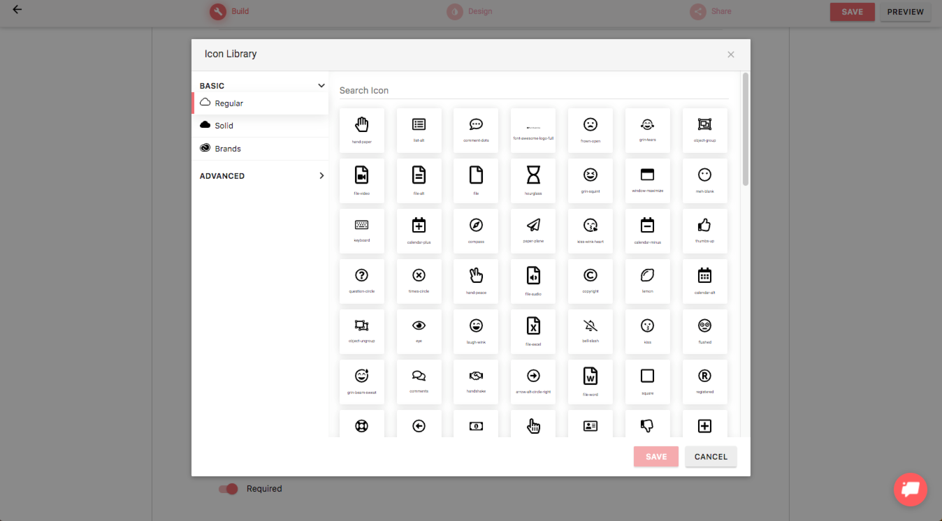 Choose from icon design library