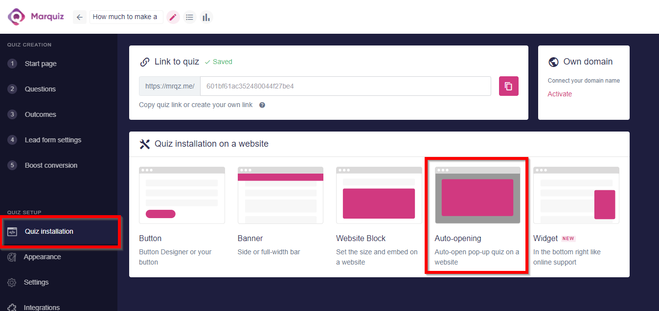 How to install Marquiz on your Leadpages website 1