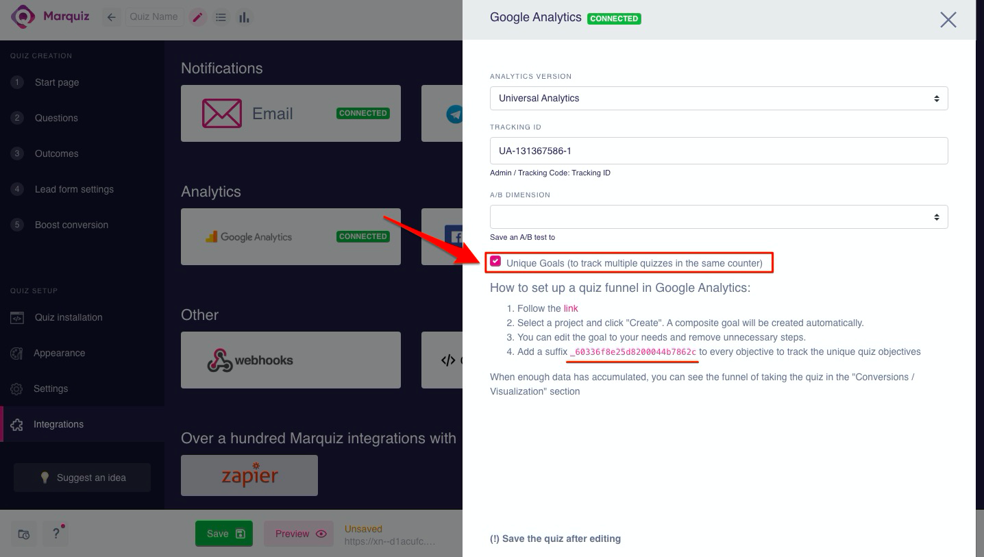 How to set up Google Analytics (Marquiz) 10