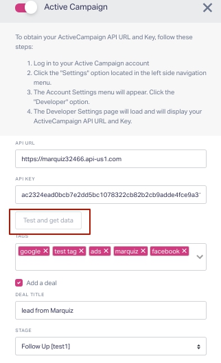 How to integrate Marquiz with ActiveCampaign 4