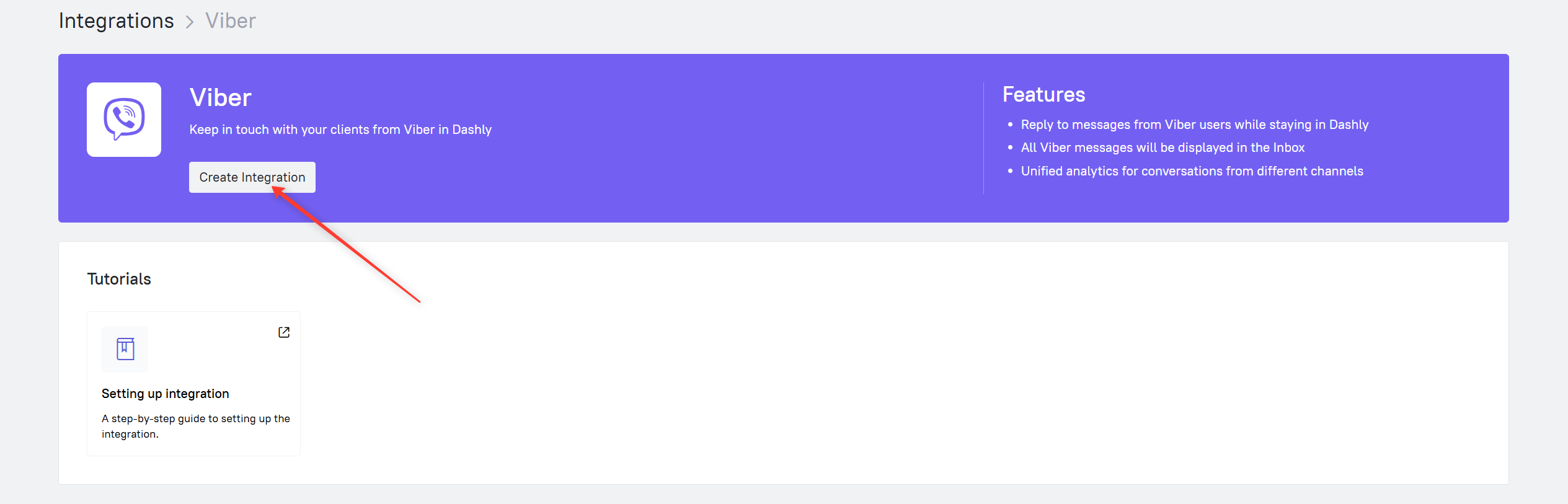 Creating a new Viber integration