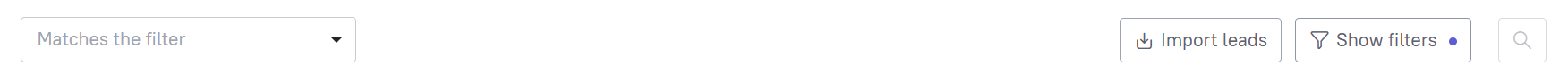 Top toolbar in the lead database