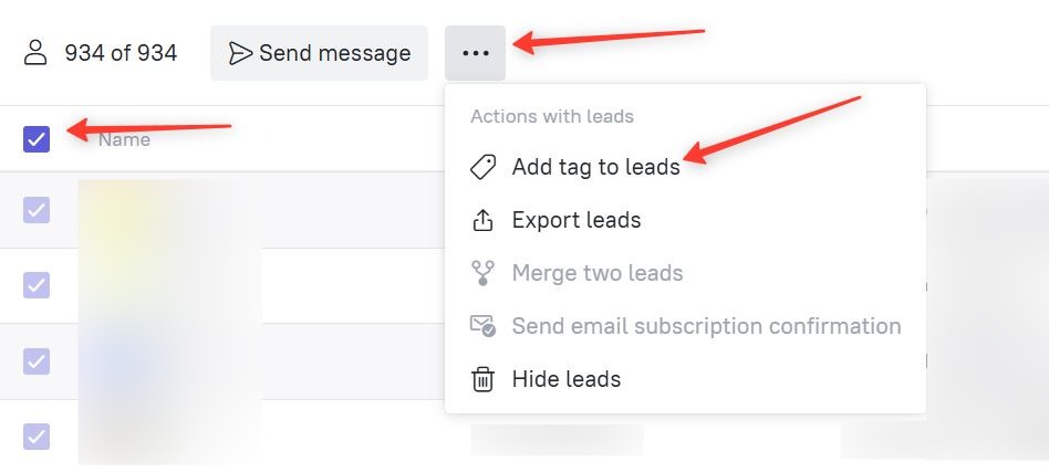 Adding a tag in the lead database