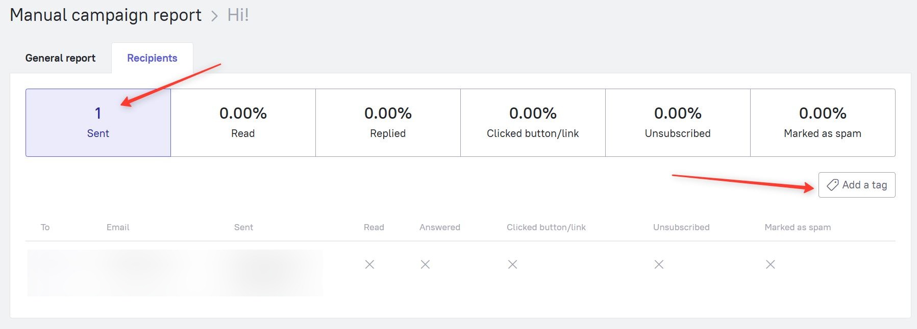 Adding a tag to manual campaign recipients
