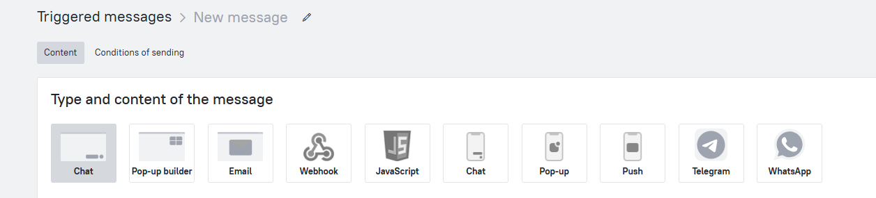 Types of triggered messages in Dashly