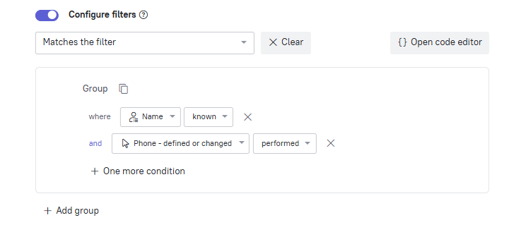 Configure the adudience filter
