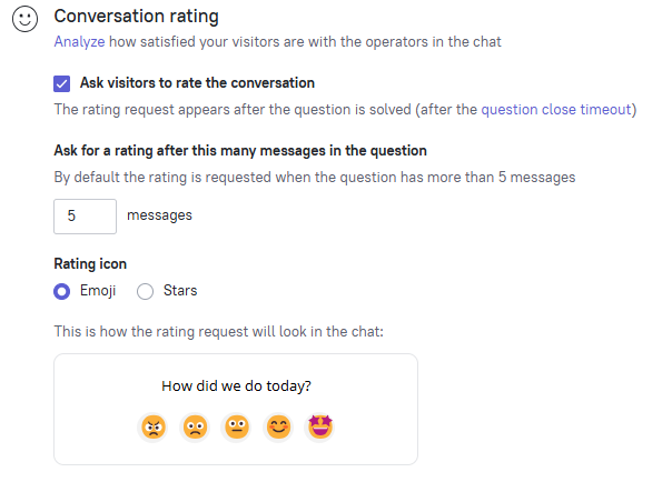Setting up conversation rating requests
