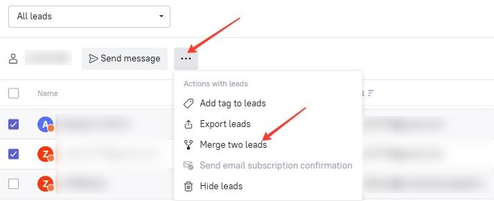 Manually merging leads