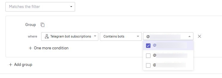 Telegram bot subscription filter