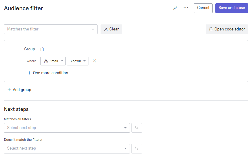Audience filter configurations