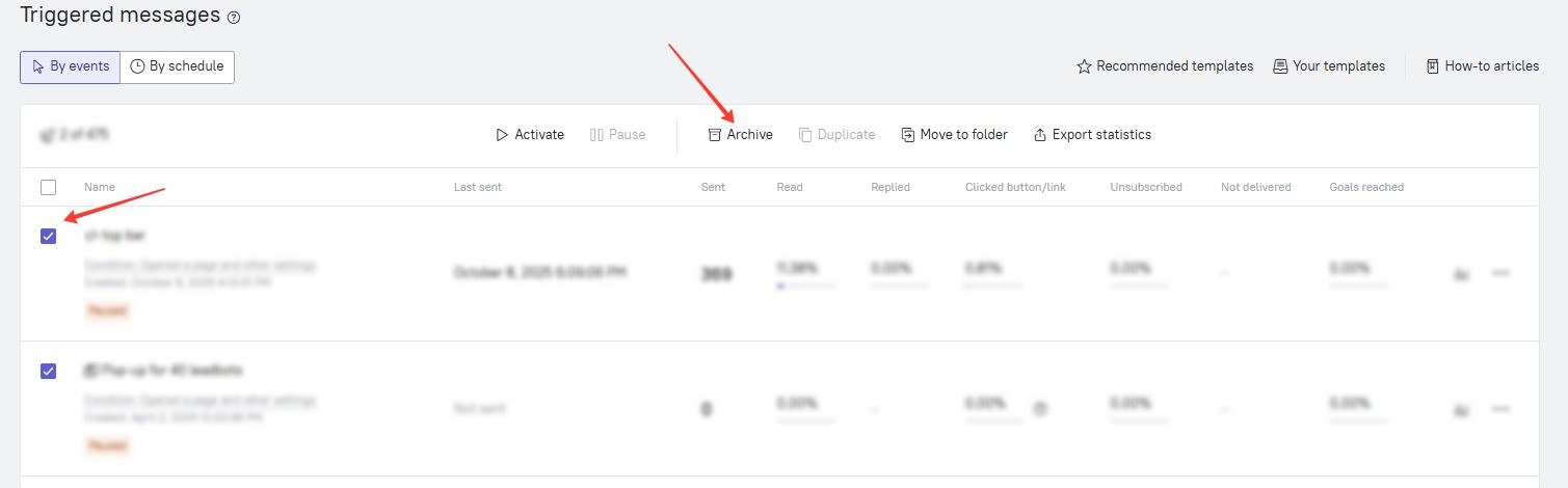 Archive messages button
