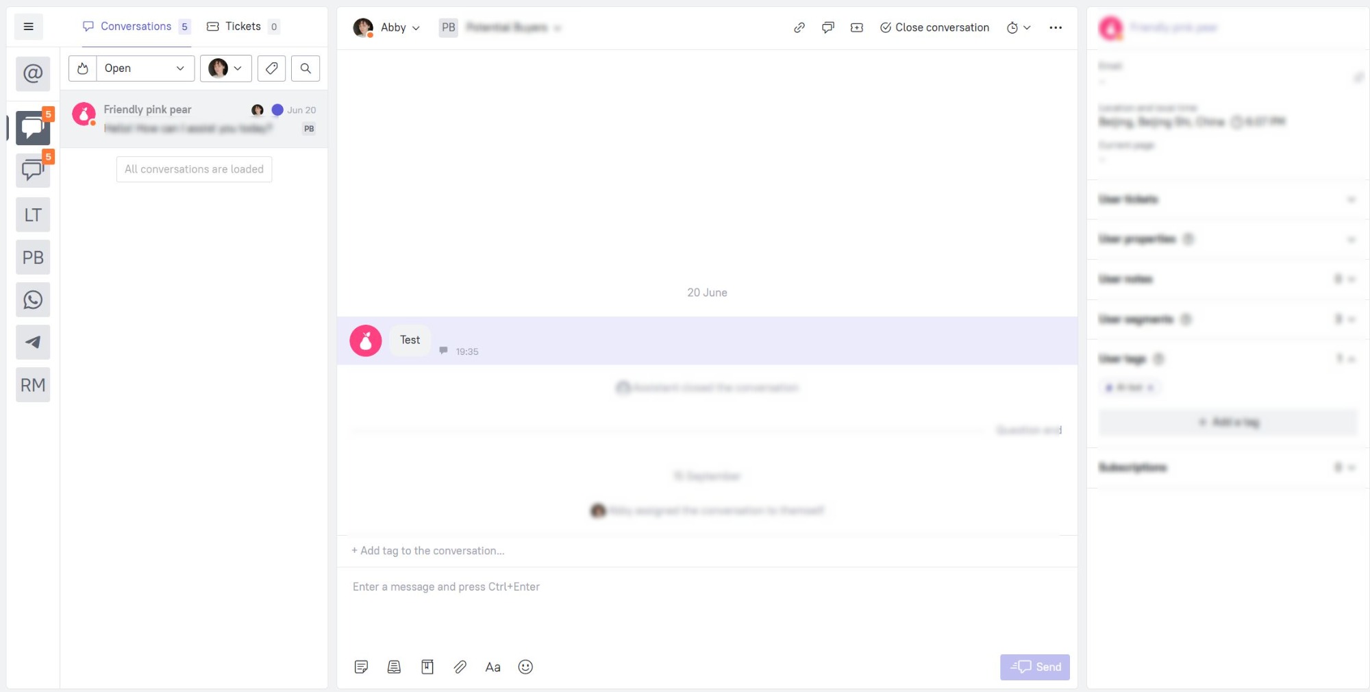Inbox section