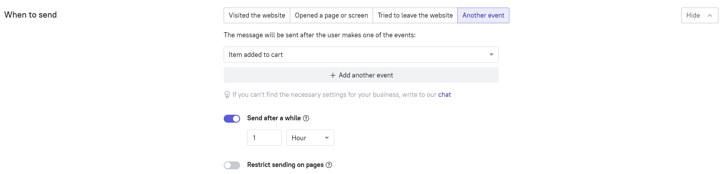 Trigger for abandoned cart email