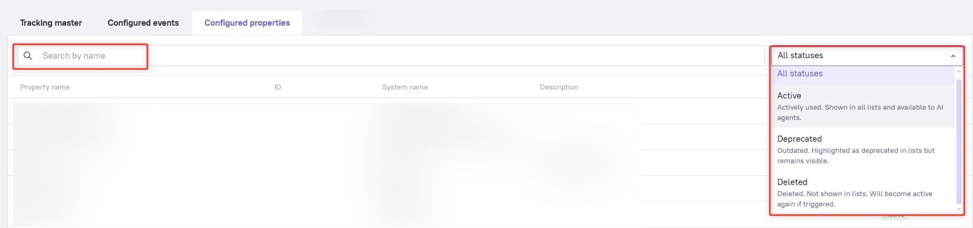 Navigation with status filters