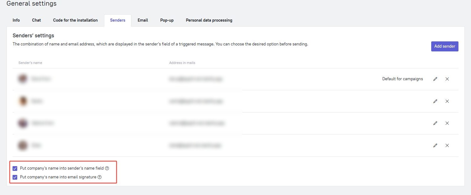 Company name checkboxes